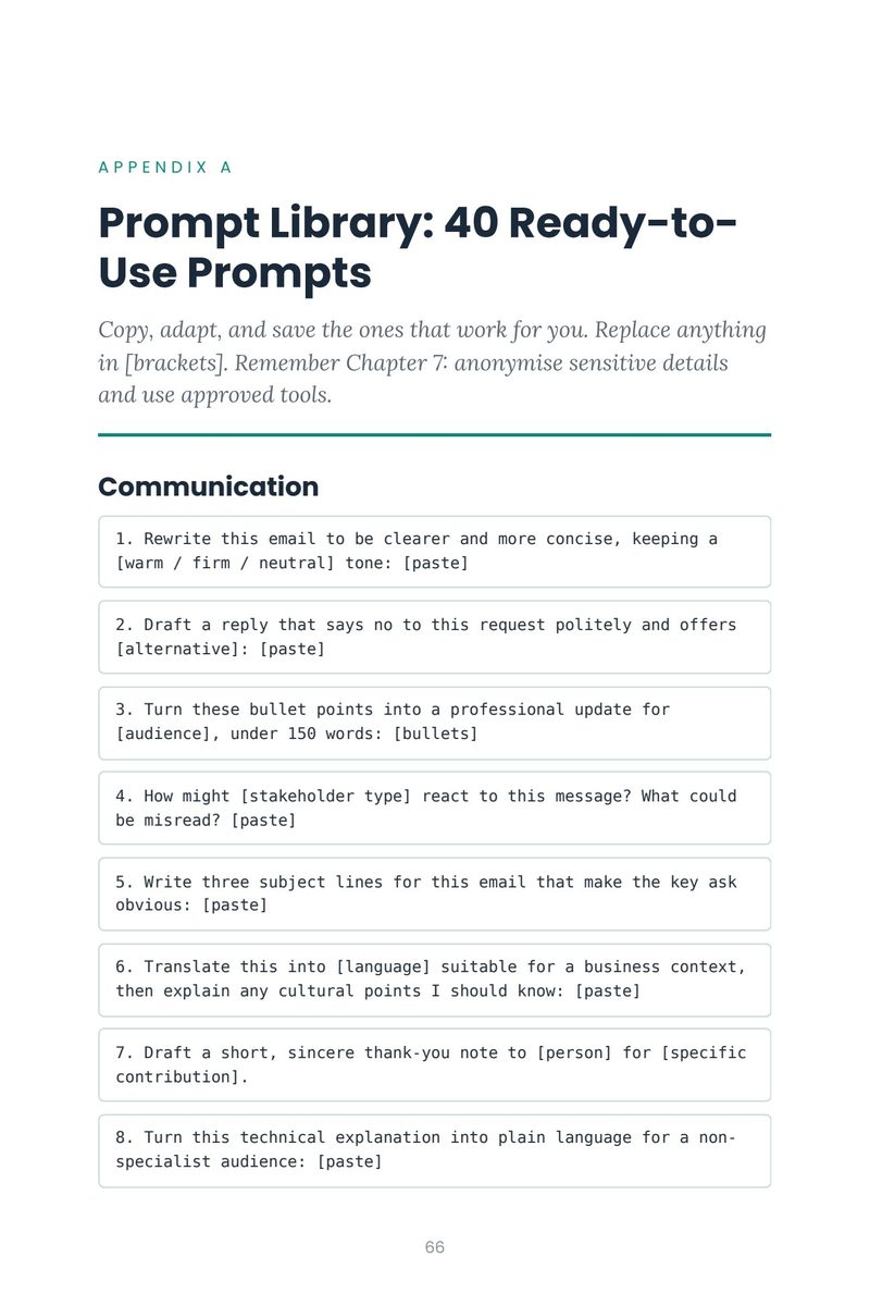 A page from the 40-prompt library appendix